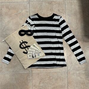 Robber thief burglar black white striped shirt women’s Halloween costume